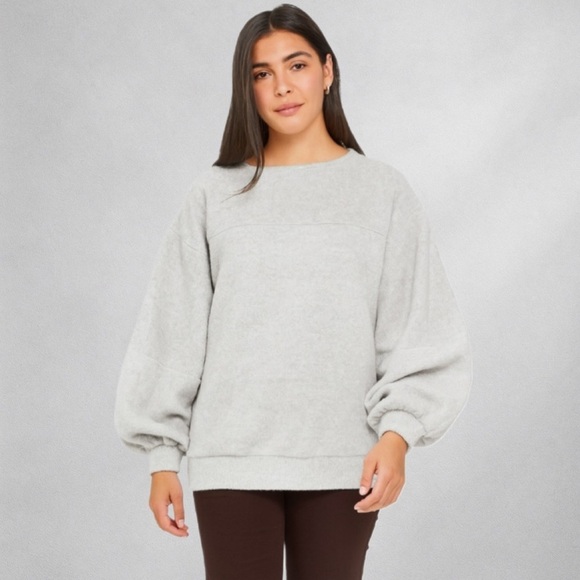 Shoo La Rue Sweaters - Shoo La Rue Relaxed  Gray Sweater Balloon Sleeves Pullover Knit Size M/L 258